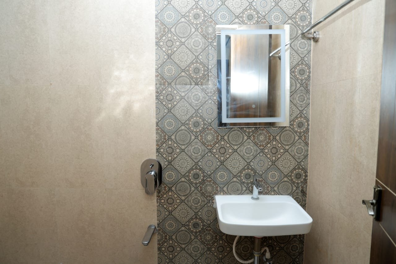Washbasin with LED mirror